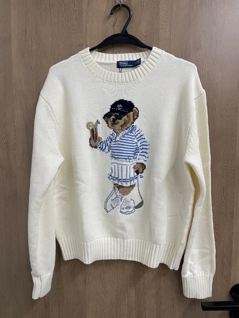 Ralph Lauren Golf Bear Crew Neck Knit Sweater Cream